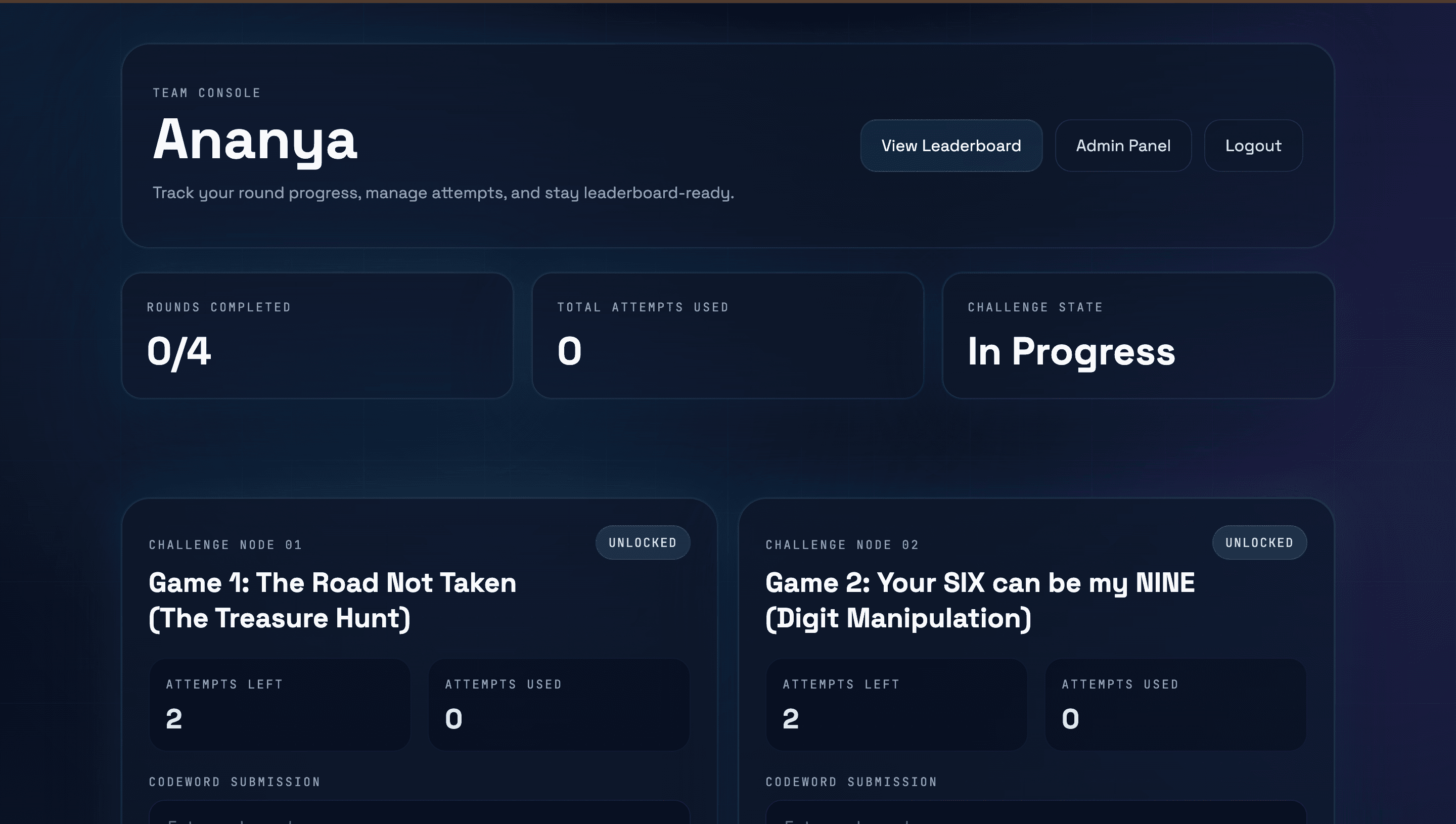 Clueless – Multi-Round Technical Event Platform Screenshot 2
